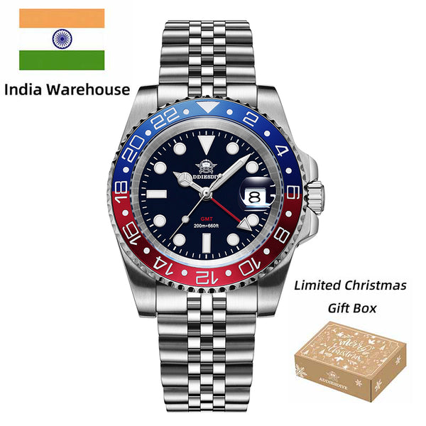 ★India Warehouse★ADDIESDIVE Water Ghost Luxury Dive Watch GMT Quartz Watch AD2050-with Calendar