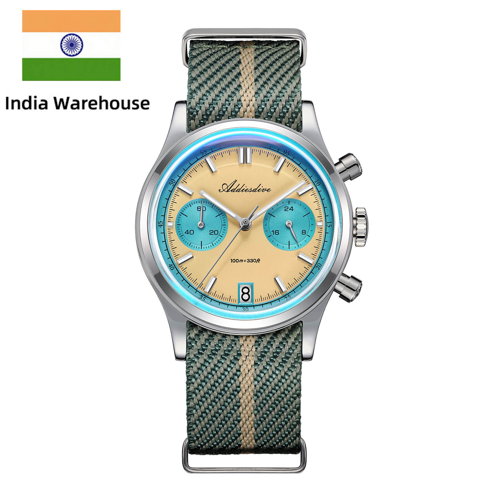 ☆India Warehouse☆ADDIESDIVE 38mm VK64 Chronograph Watch AD2095