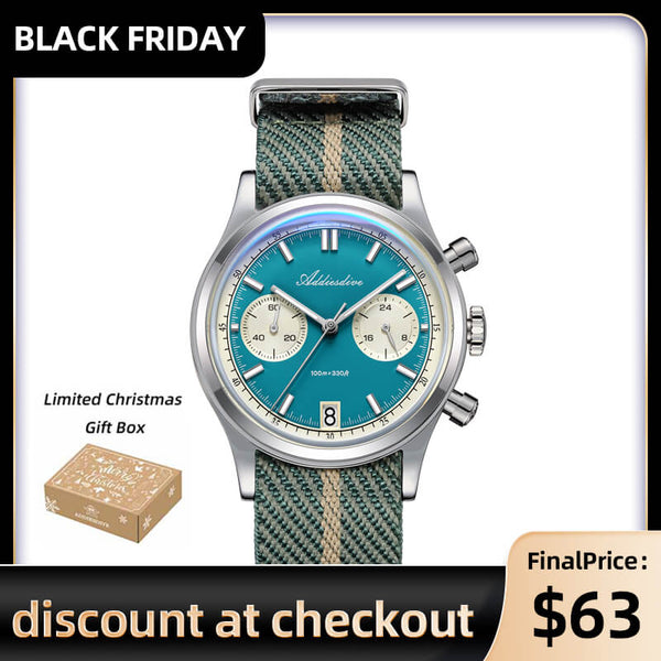 ★Black Friday★ADDIESDIVE 38mm VK64 Chronograph Watch AD2095