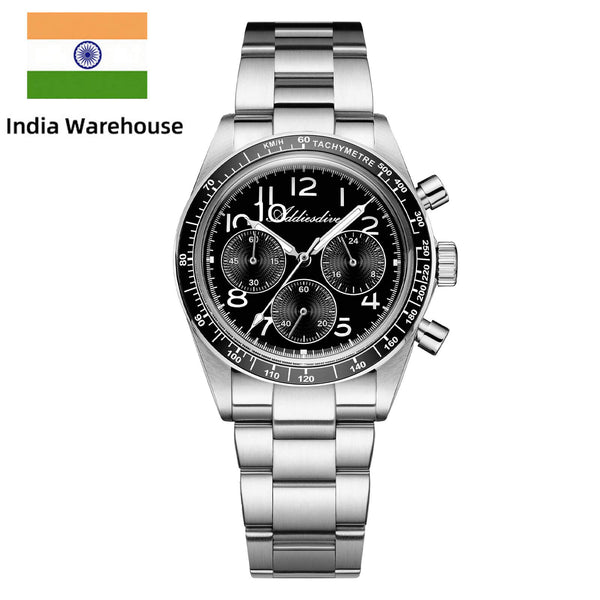 ★India Warehouse★ADDIESDIVE 37mm VK63 Triple-Register Chronograph Watch AD2517