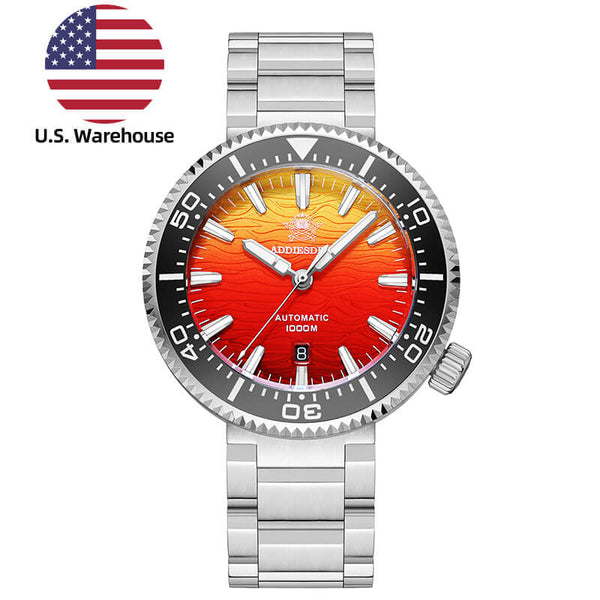 U.S. Warehouse -Addiesdive 46mm Puck Style Diver Watch AD2526 – 1000M Water Resistant, Japan 8215 Automatic