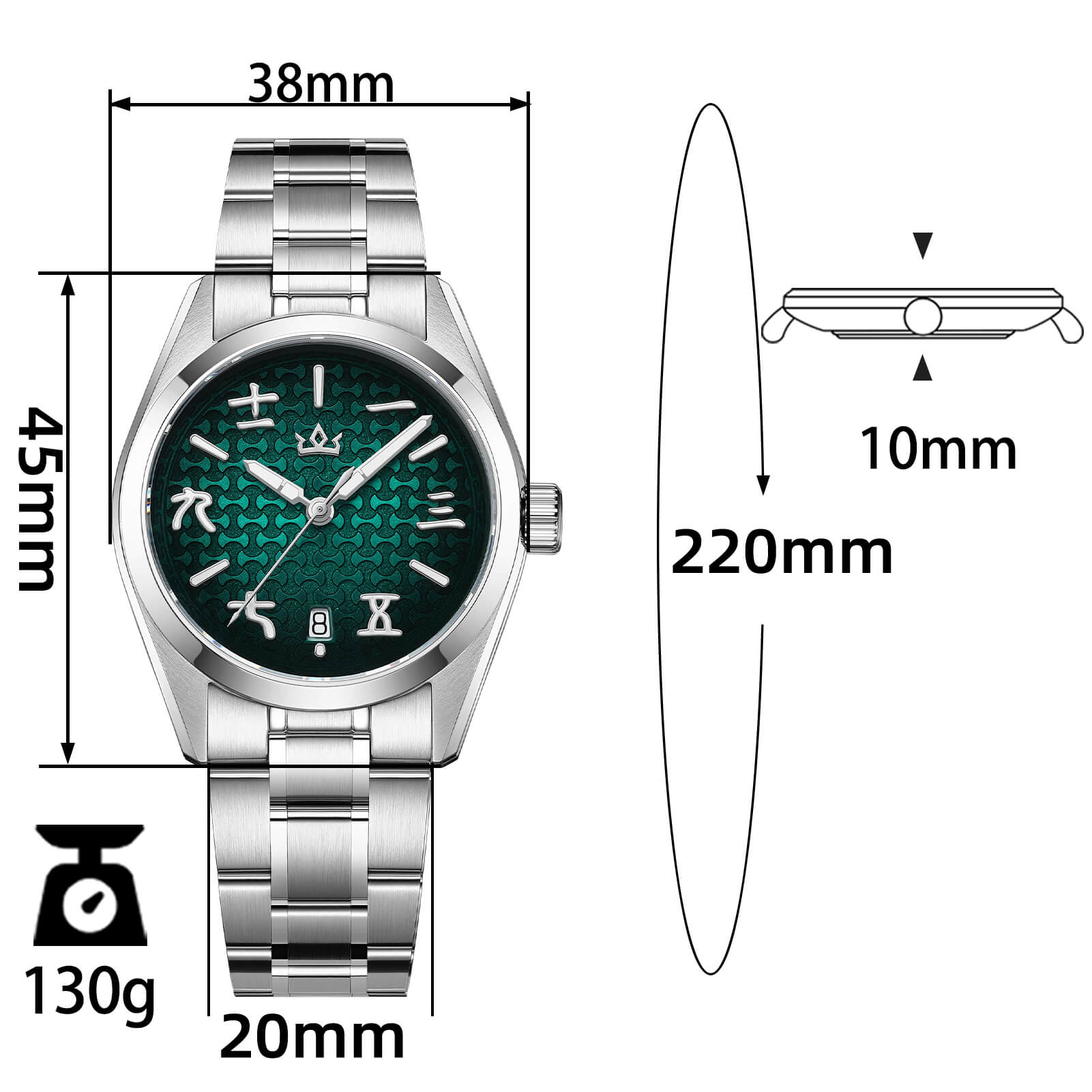 AddiesKIN 38mm Ingot Pattern Dial 9015 Automatic Watch K011
