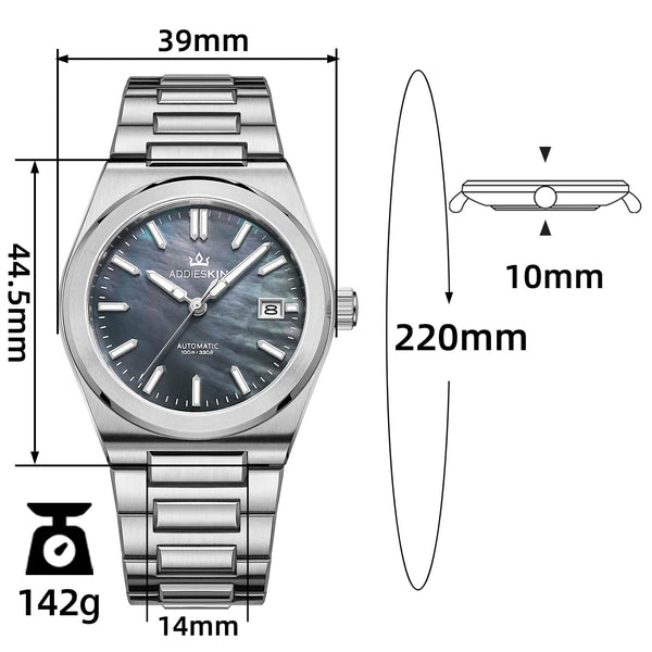 ★Xmas Sale★AddiesKIN 39mm MOP Dial Miyota 9015 Men’s Watch K008