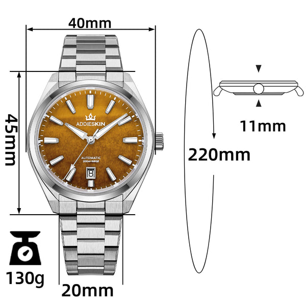 AddiesKIN 40mm Natural Stone Dial Miyota 9015 Luxury Automatic Watch K010