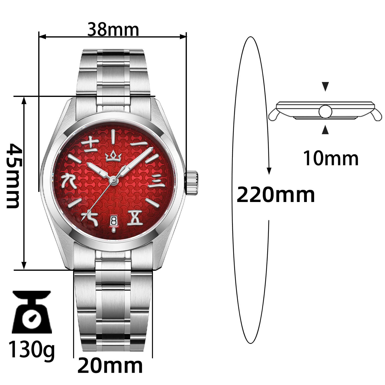 AddiesKIN 38mm Ingot Pattern Dial 9015 Automatic Watch K011