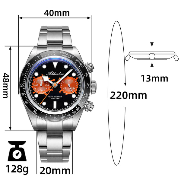 ★New Arrival★ADDIESDIVE 40mm VK64 Chronograph Watch AD2520