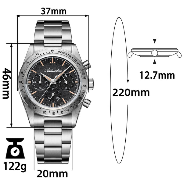 🔥EarlyBird🔥ADDIESDIVE 37mm 0s20 Chronograph Watch AD2552