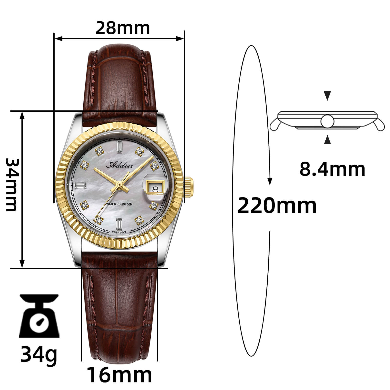 Addies 28mm Women’s Mop Luxury Quartz Watch AW25905