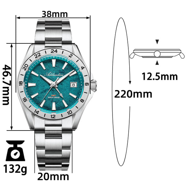 🔥EarlyBird🔥ADDIESDIVE 38mm GMT Quartz Watch RONDA515 Movement（AD2548）