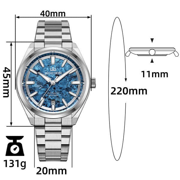 AddiesKIN 40mm Crystallized Titanium Dial Miyota 9015 Luxury Automatic Watch K006