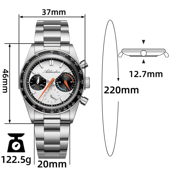 ★Xmas Sale★ADDIESDIVE 37mm VK63 Racing Chronograph Quartz Watch AD2539