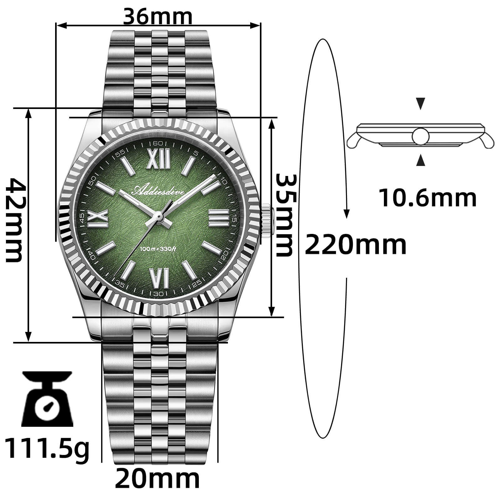 ★India Warehouse★ADDIESDIVE 36mm DJ Homage Men Watch AD2512
