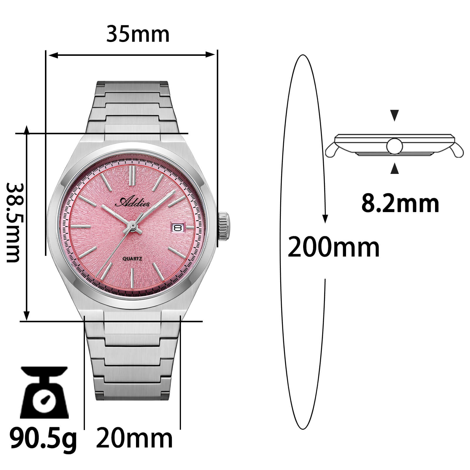 🔥Halloween Sale🔥Addies Classic 35mm Slim Sapphire Crystal Quartz Watch AW25910