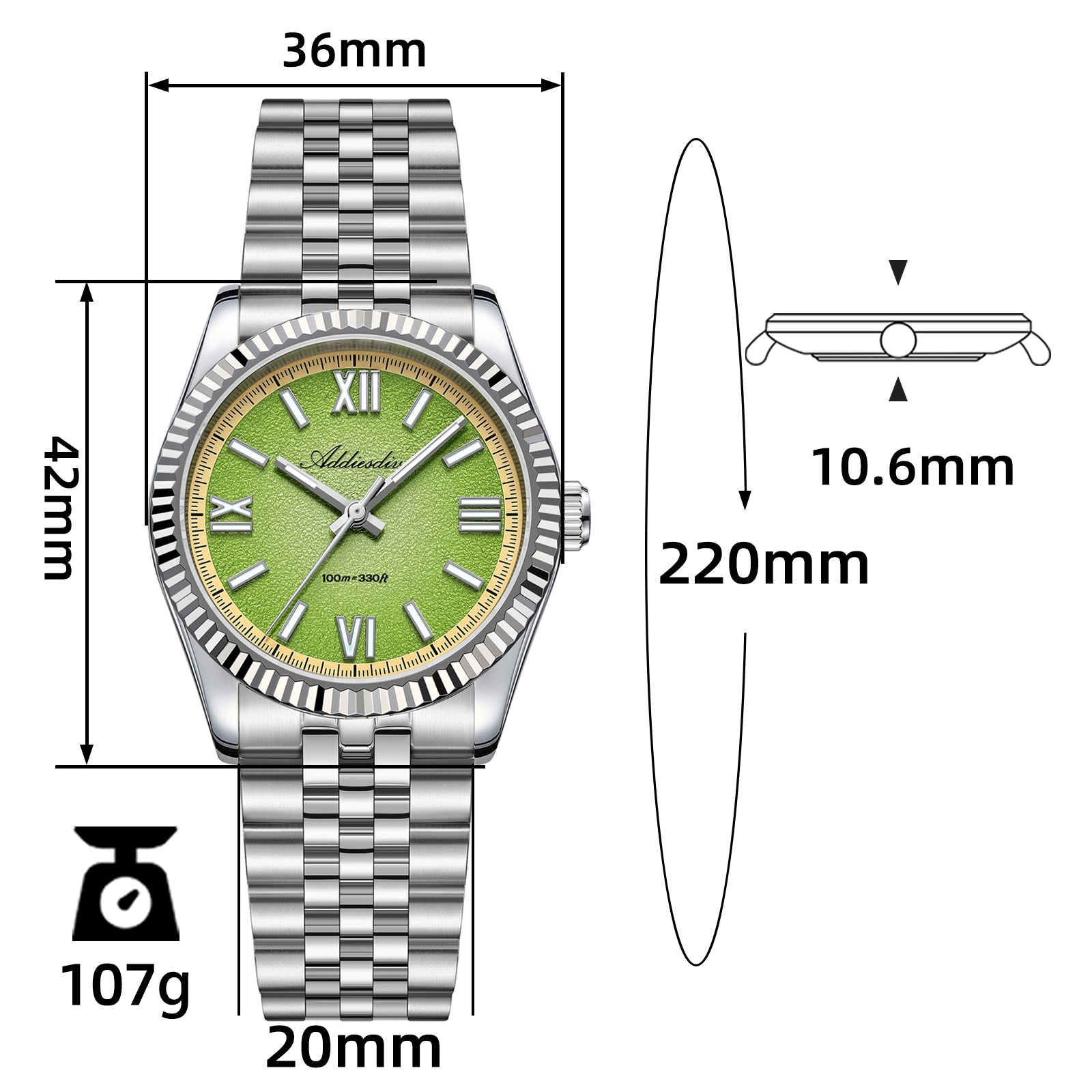 ★India Warehouse★ADDIESDIVE 36mm VH31 Summer Edition Quartz Watch AD2535