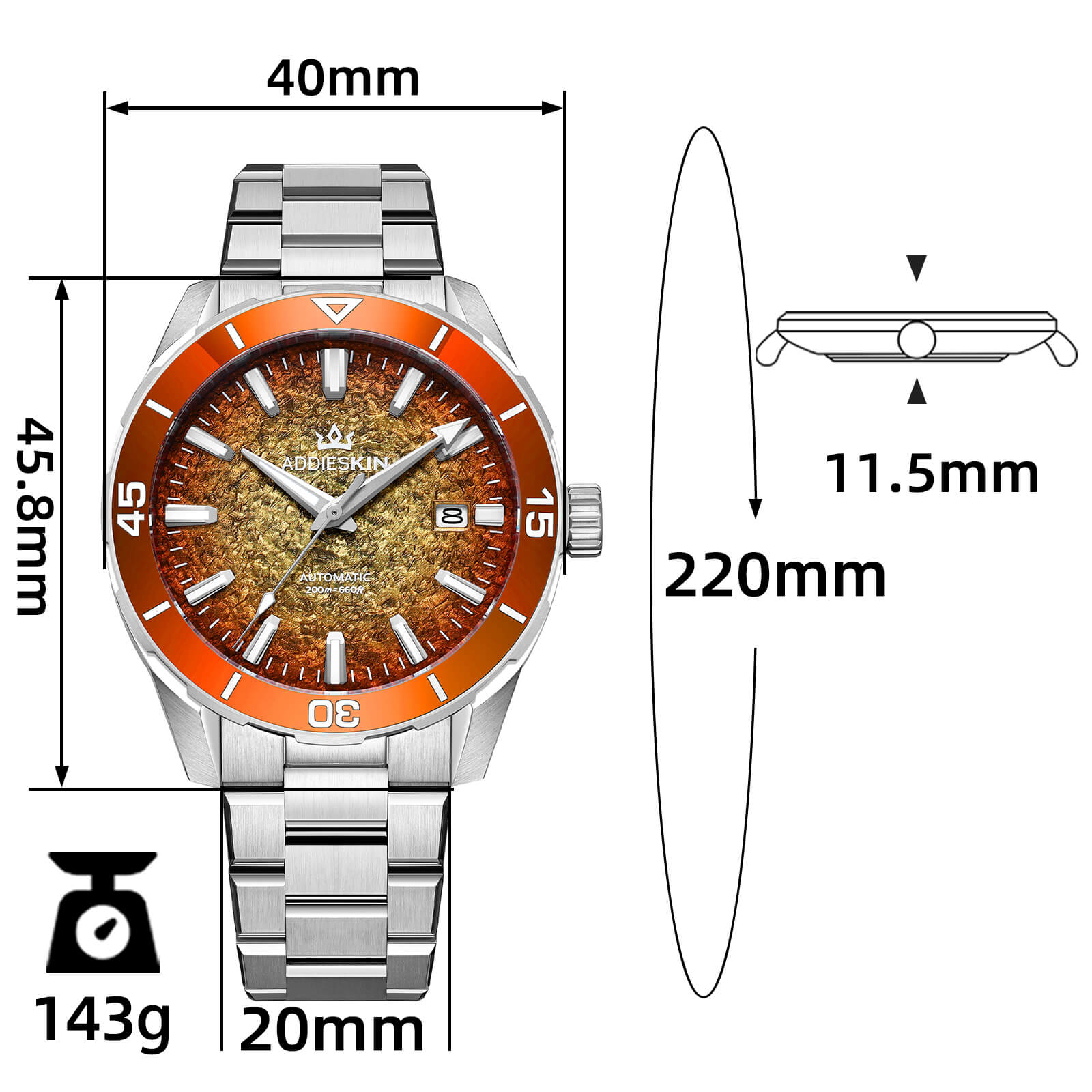 AddiesKIN 40mm Luxury Miyota 9015 Men’s Watch K005