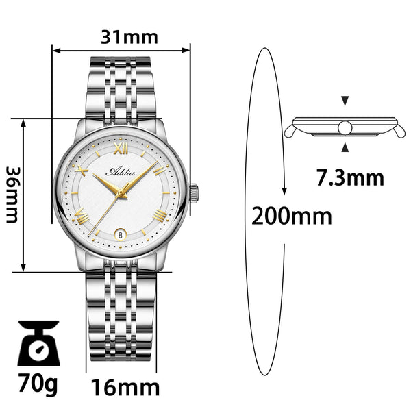 ★India Warehouse★Addies 31mm Women’s Luxury Stainless Steel Quartz Watch AW25904