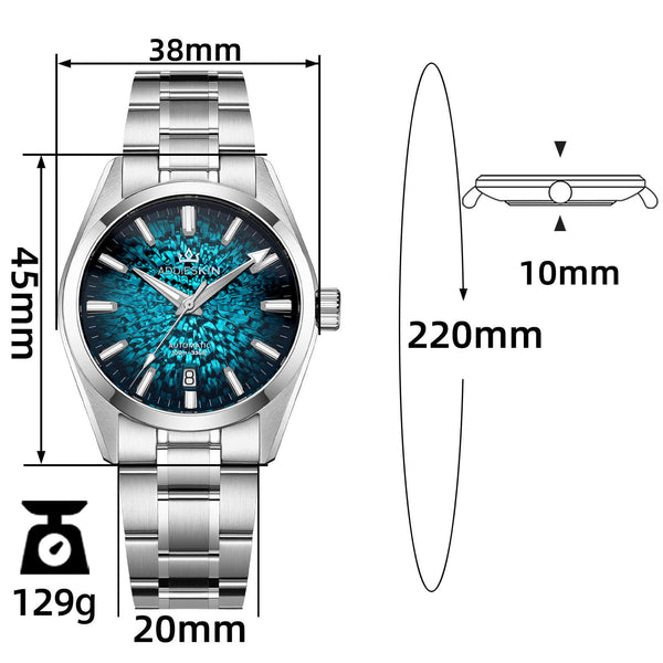 AddiesKIN 38mm Ice Crack Dial Miyota 9015 Men’s Watch K003
