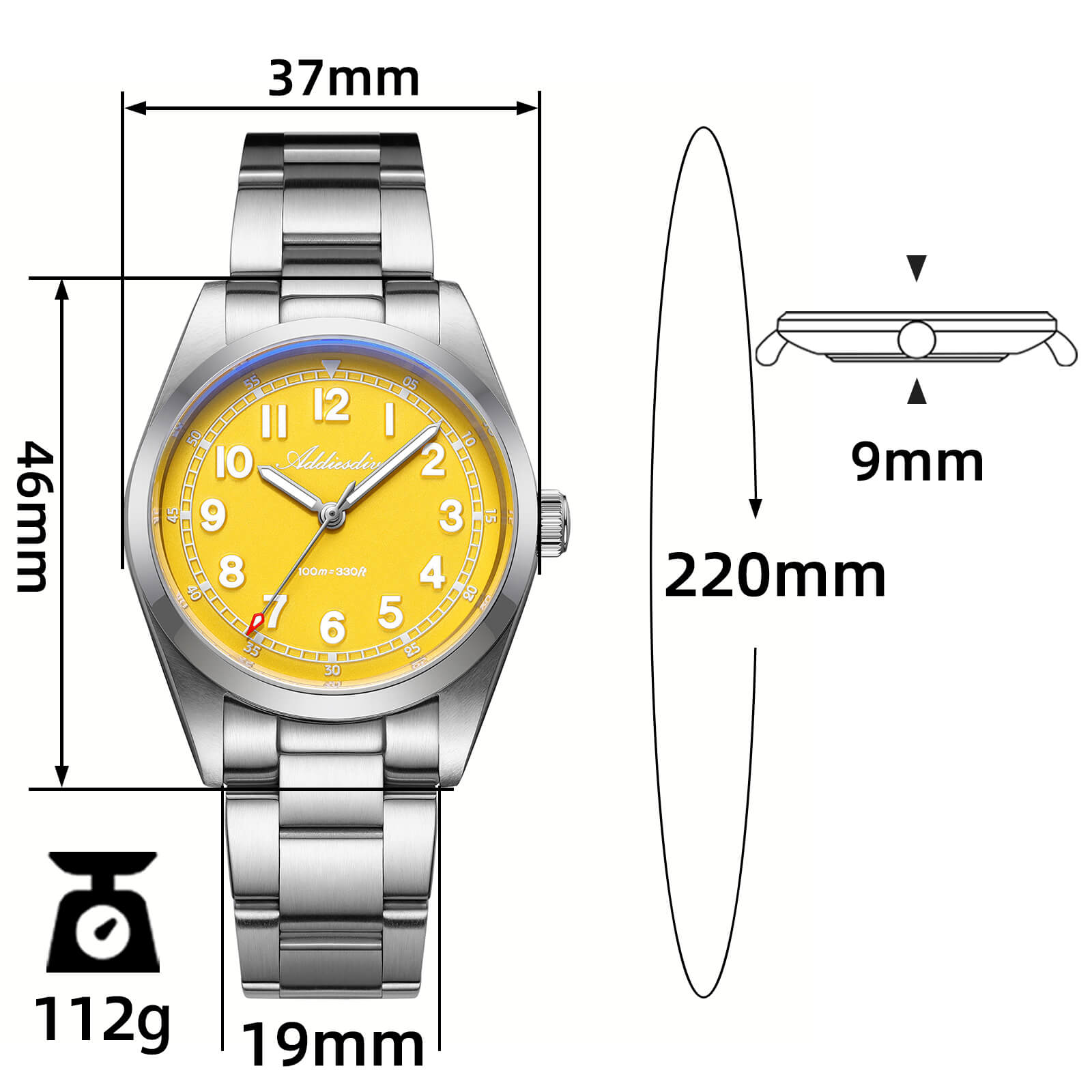 ★India Warehouse★ADDIESDIVE 36mm Super 2035 Movement Quartz Watch AD2521