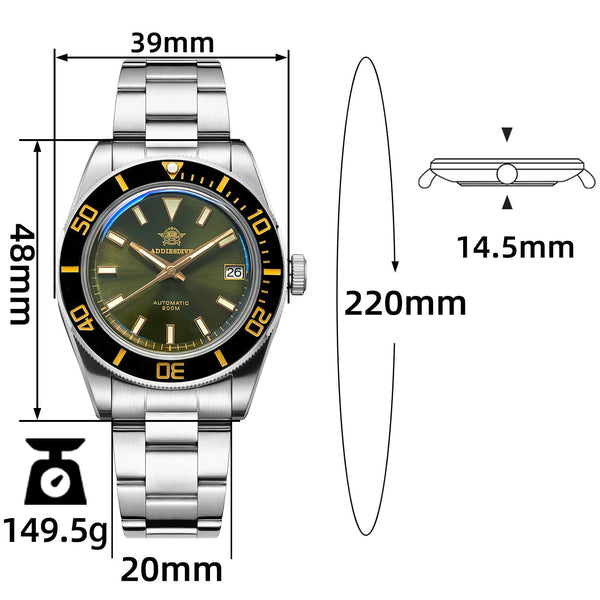 ★India Warehouse★Addiesdive Retro Sub 39mm NH35 Men Watch AD2084