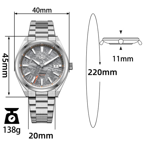 AddiesKIN 40mm Meteorite Dial ST2130 Luxury Automatic Watch K020