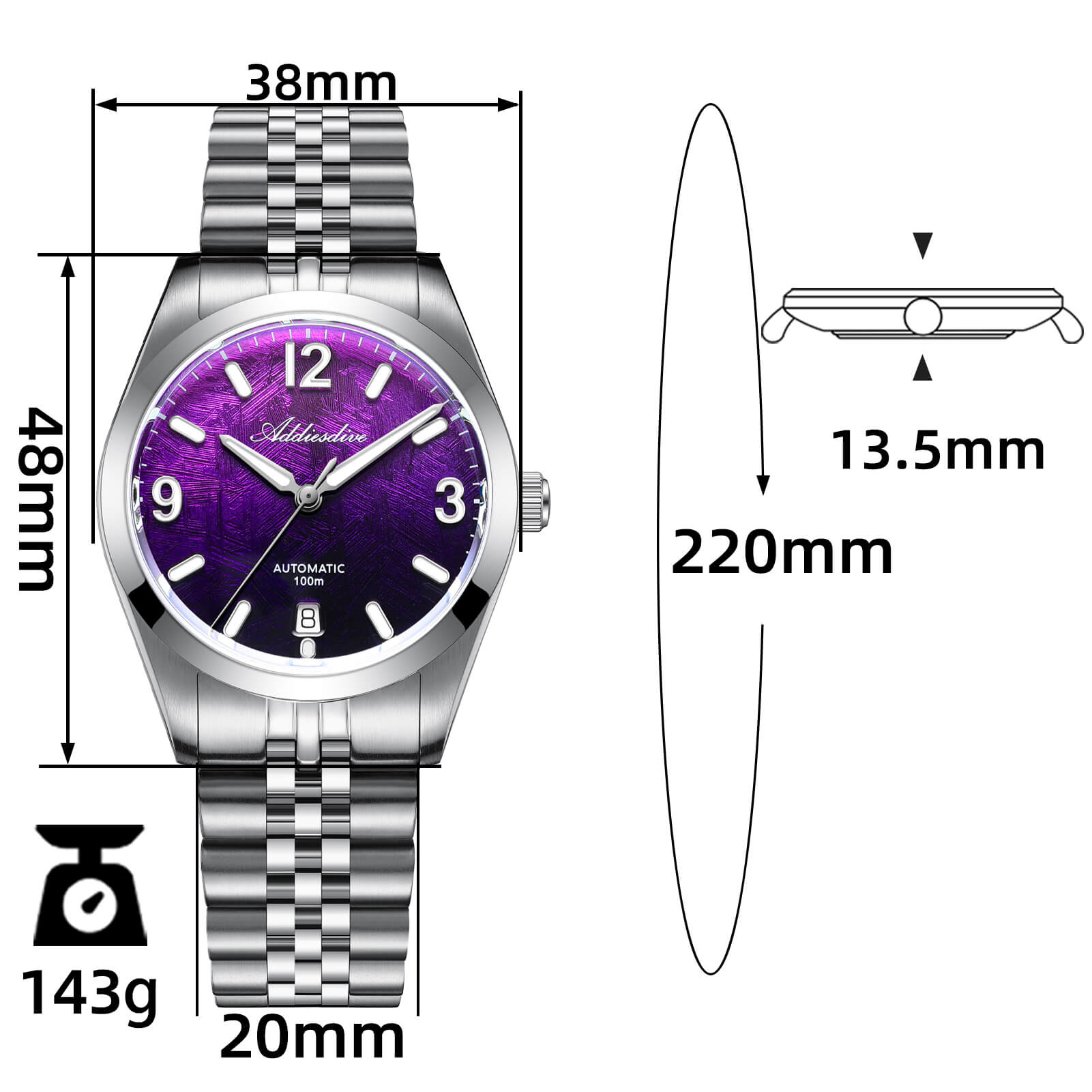 ★India Warehouse★Addiesdive 39mm Luxury Automatic Watch AD2547