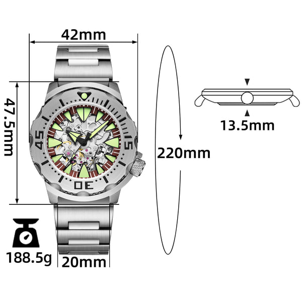 ADDIESDIVE OceanMonster Dive Watch AD2103-skeleton