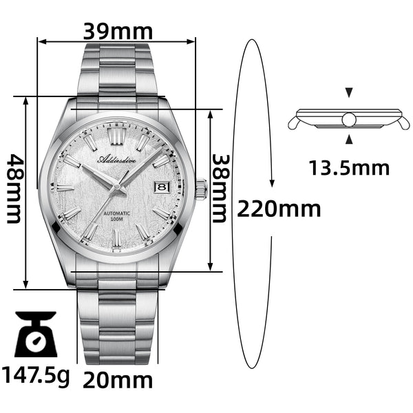 U.S. Warehouse -ADDIESDIVE 39mm 3D Bark Texture Dial NH35 Automatic Watch AD2075