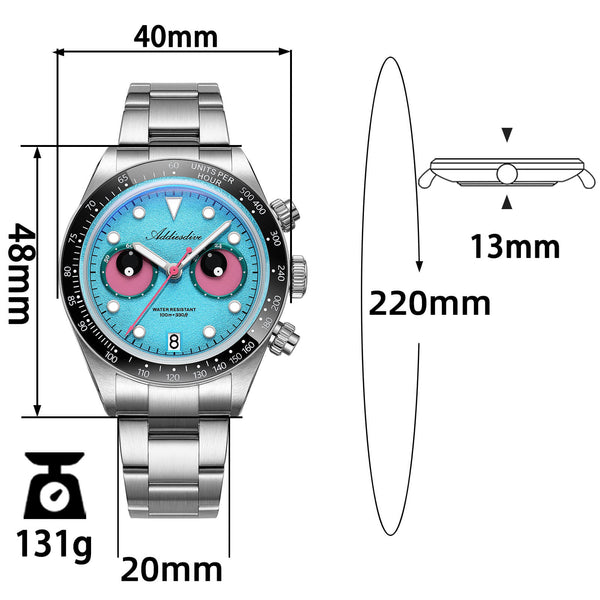 ADDIESDIVE 40mm VK64 Quartz Chronograph Eye Dial Watch AD2557