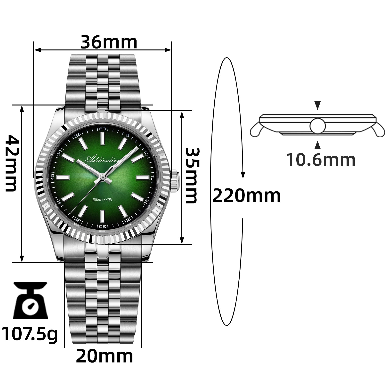 U.S. Warehouse -ADDIESDIVE 36mm DJ Homage Men Watch AD2073