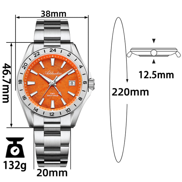 ★India Warehouse★ADDIESDIVE 38mm GMT Quartz Watch RONDA515 Movement（AD2548）