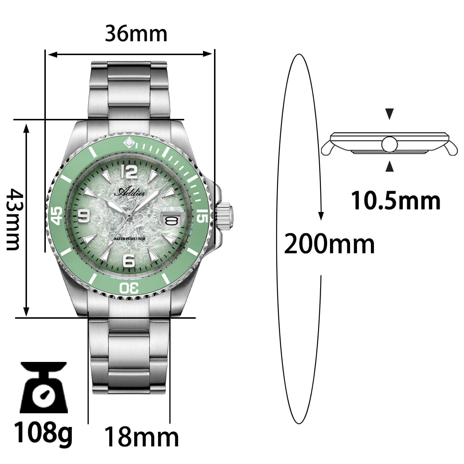 Addies Classic 36mm Stainless Steel Quartz Watch AW25914