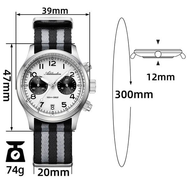 ★India Warehouse★ADDIESDIVE 39mm VK64 AD2538 Chronograph Watch