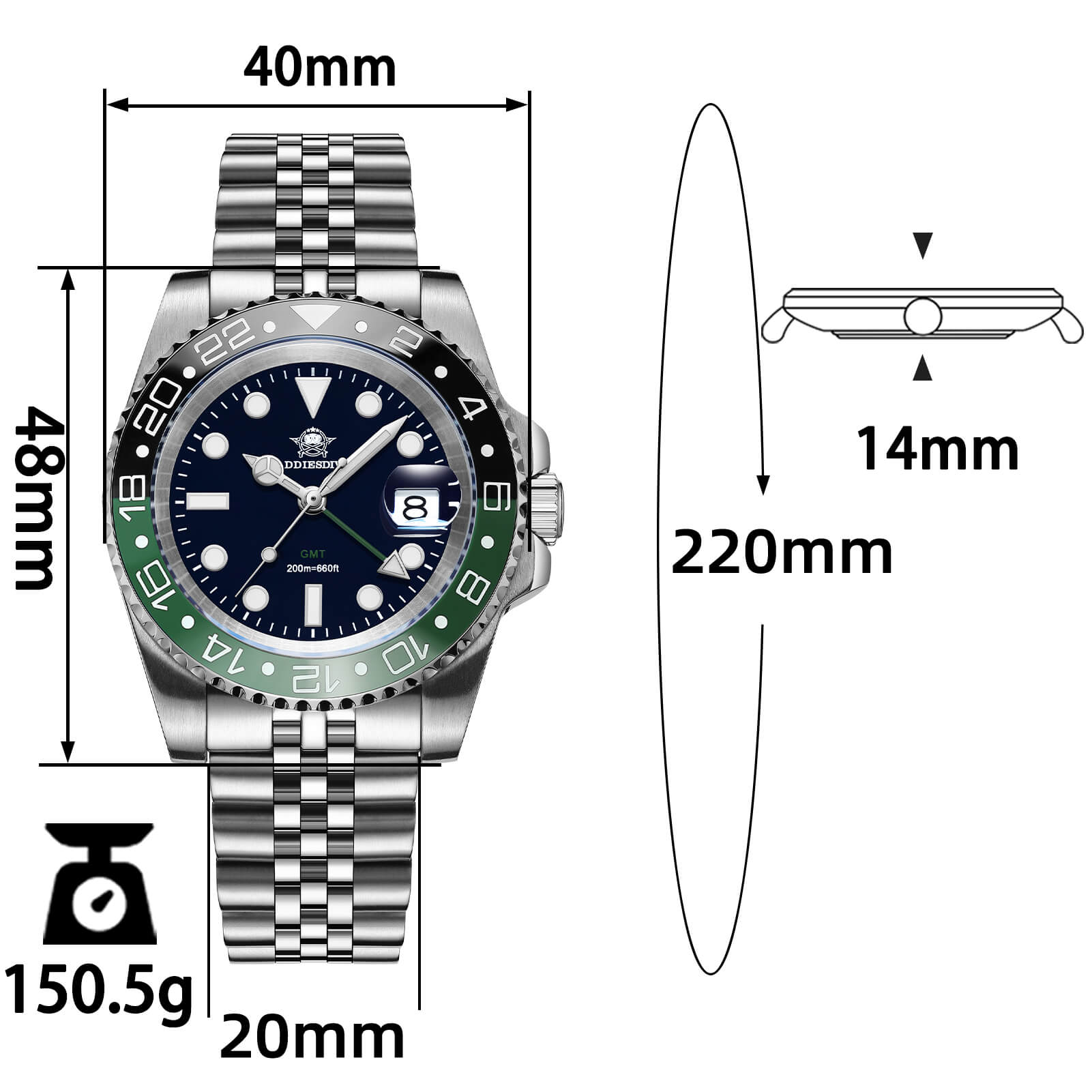 🔥Halloween Sale🔥ADDIESDIVE Water Ghost Luxury Dive Watch GMT Quartz Watch AD2050-with Calendar