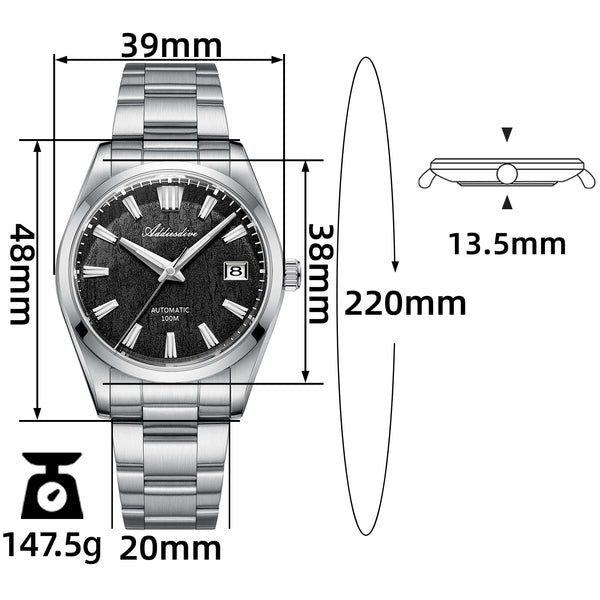 U.S. Warehouse -ADDIESDIVE 39mm 3D Bark Texture Dial NH35 Automatic Watch AD2075