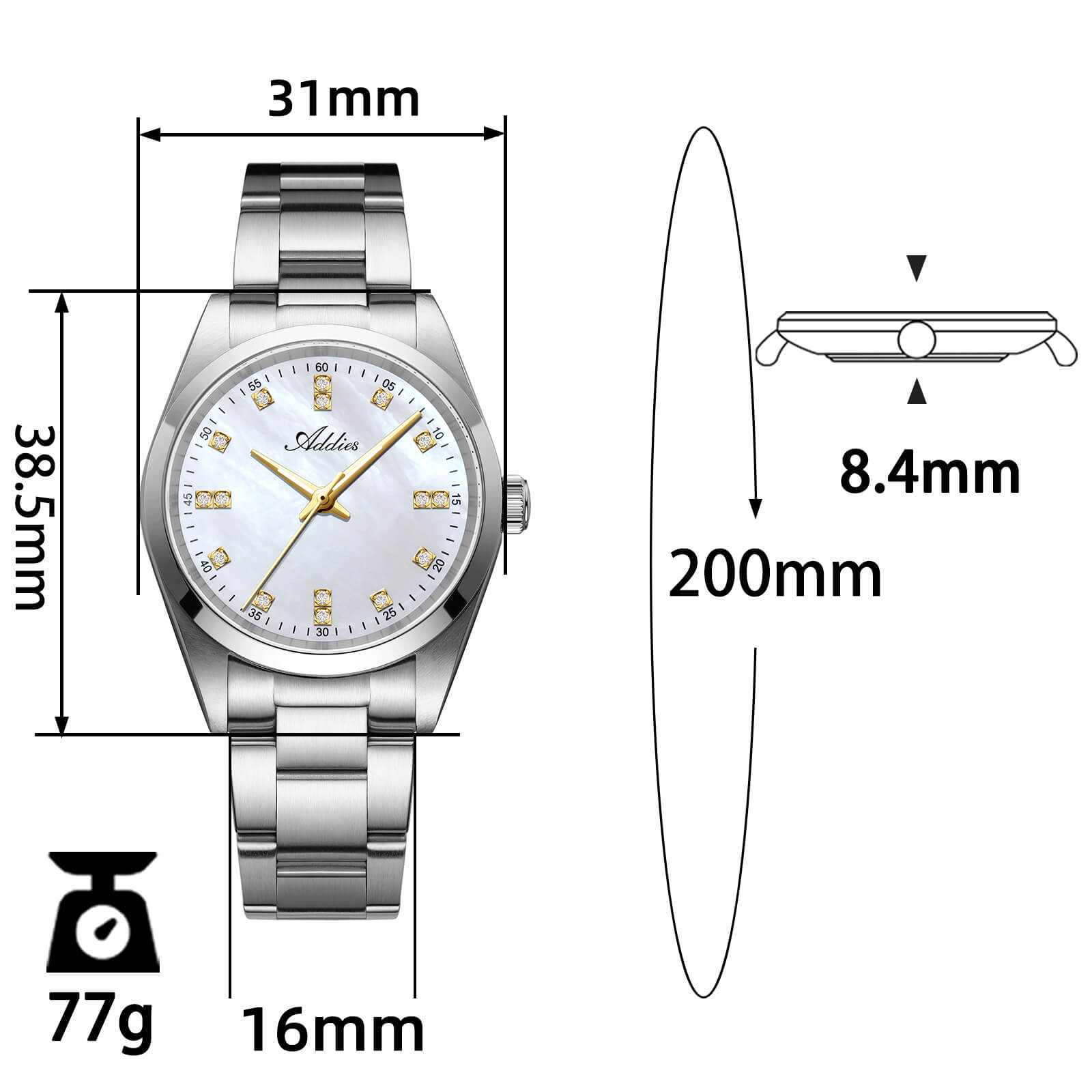Addies 31mm Women’s Luxury Stainless Steel Quartz Watch AW25909