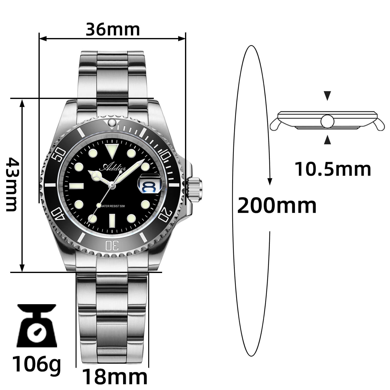 Addies Luxury Stainless Steel Quartz Watch AW25902