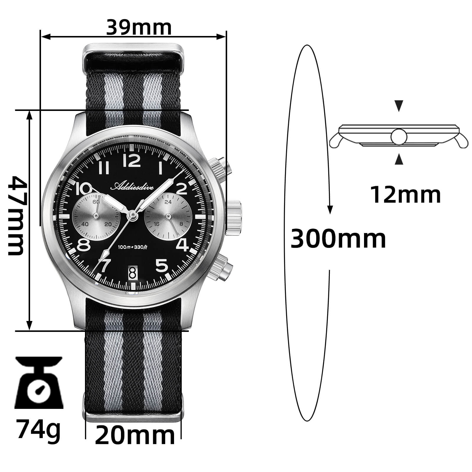 ★New Arrival★ADDIESDIVE 39mm VK64 Chronograph Watch AD2538