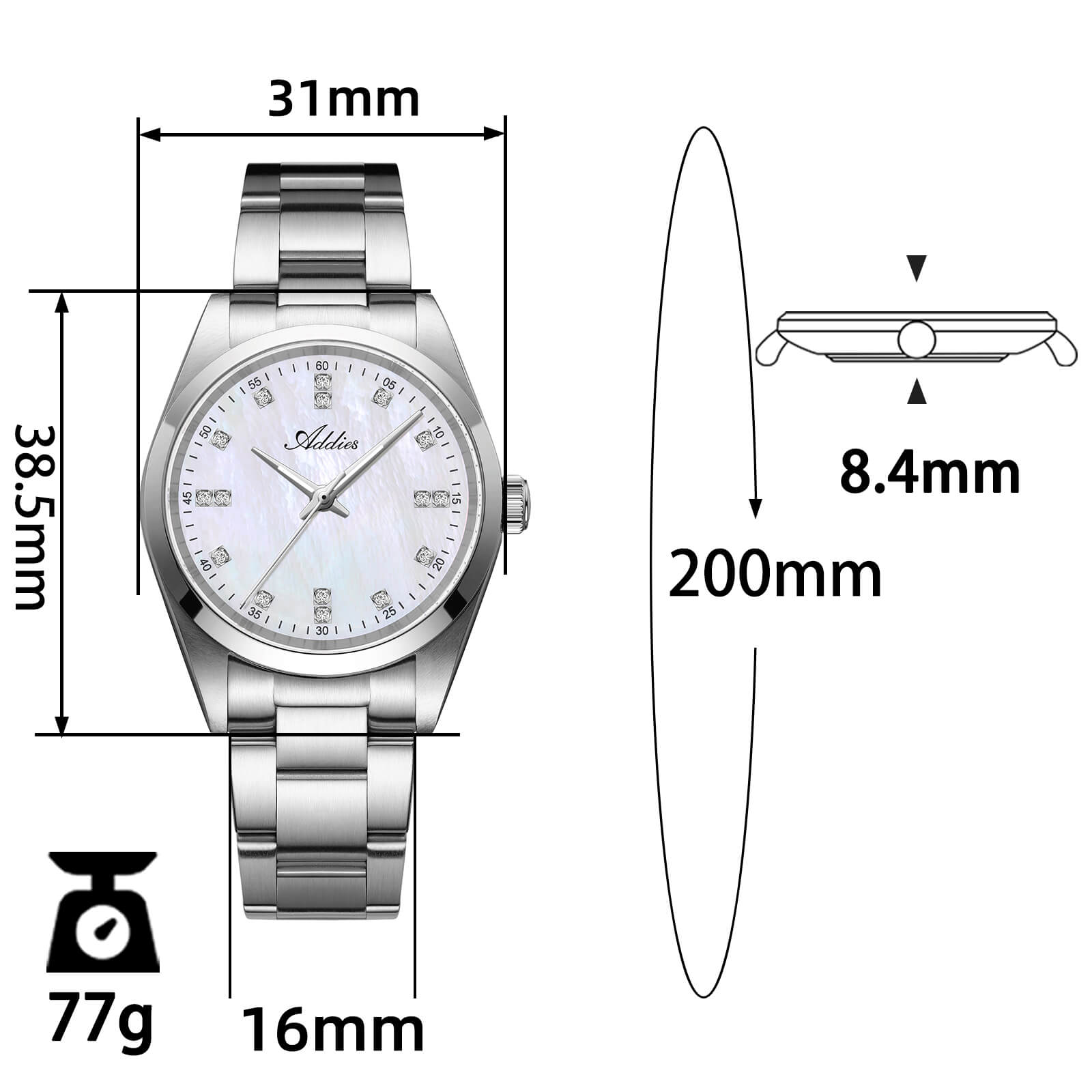 Addies 31mm Women’s Luxury Stainless Steel Quartz Watch AW25909