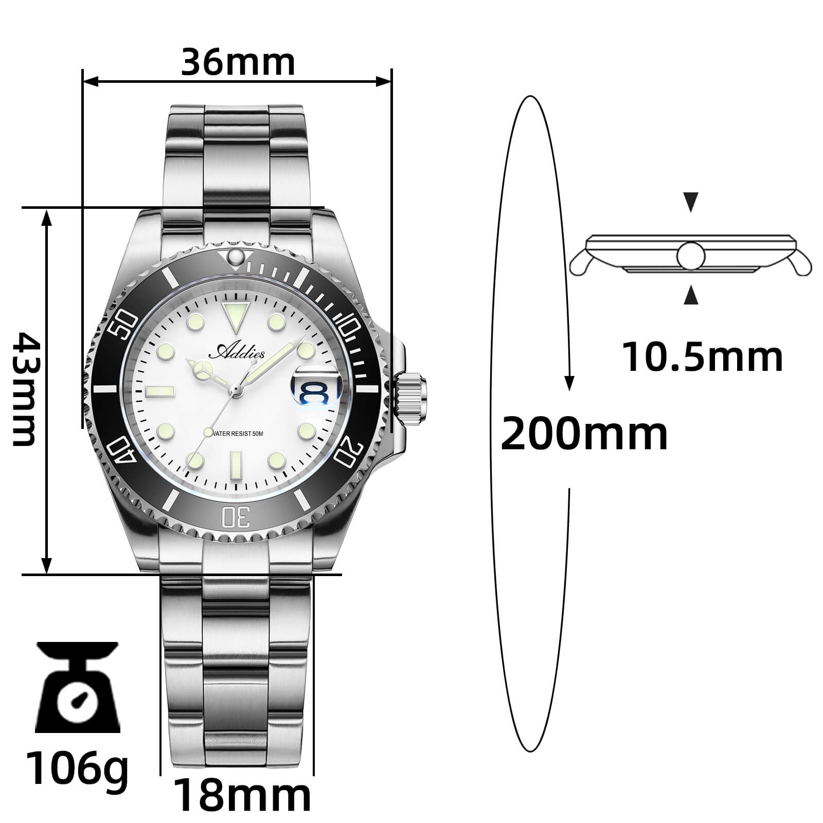 Addies Luxury Stainless Steel Quartz Watch AW25902