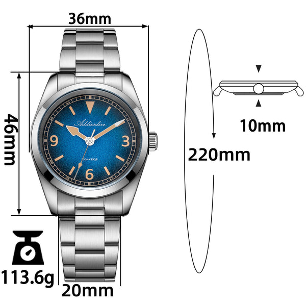 ADDIESDIVE 36mm Luxury Quartz Watch AD2554