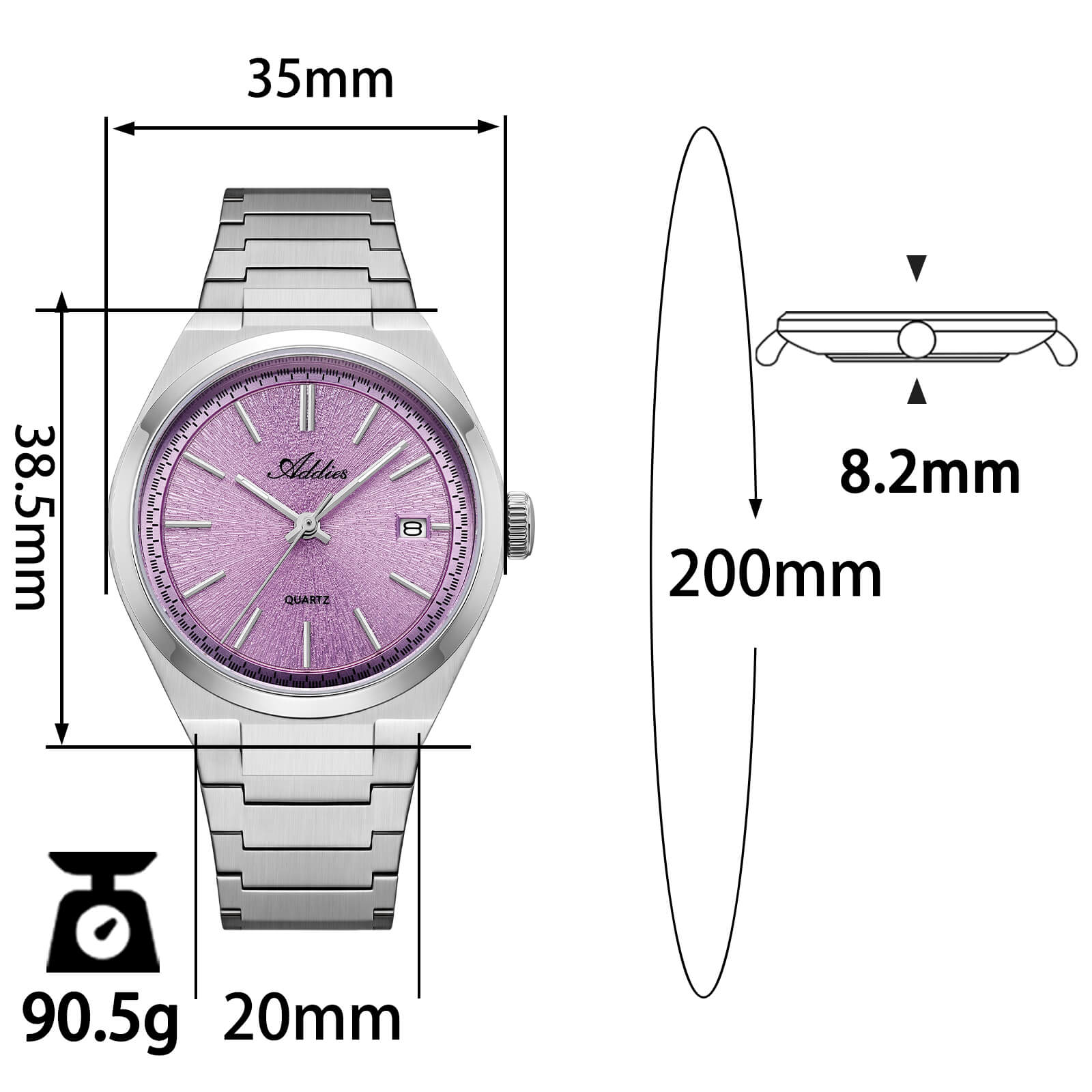 🔥Halloween Sale🔥Addies Classic 35mm Slim Sapphire Crystal Quartz Watch AW25910