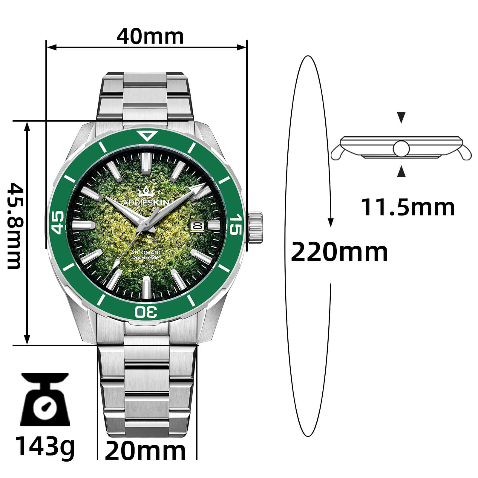 U.S. Warehouse -AddiesKIN 40mm Luxury Miyota 9015 Men’s Watch K005