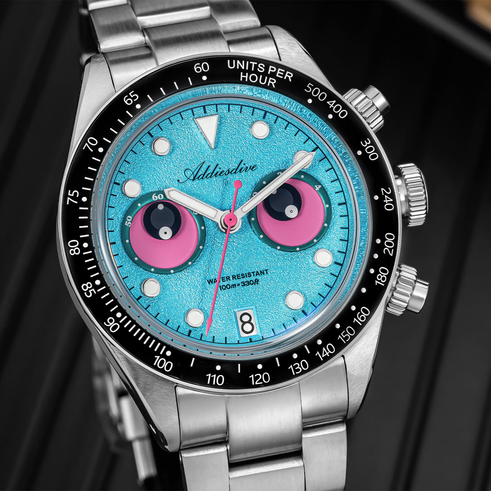 ADDIESDIVE 40mm VK64 Quartz Chronograph Eye Dial Watch AD2557