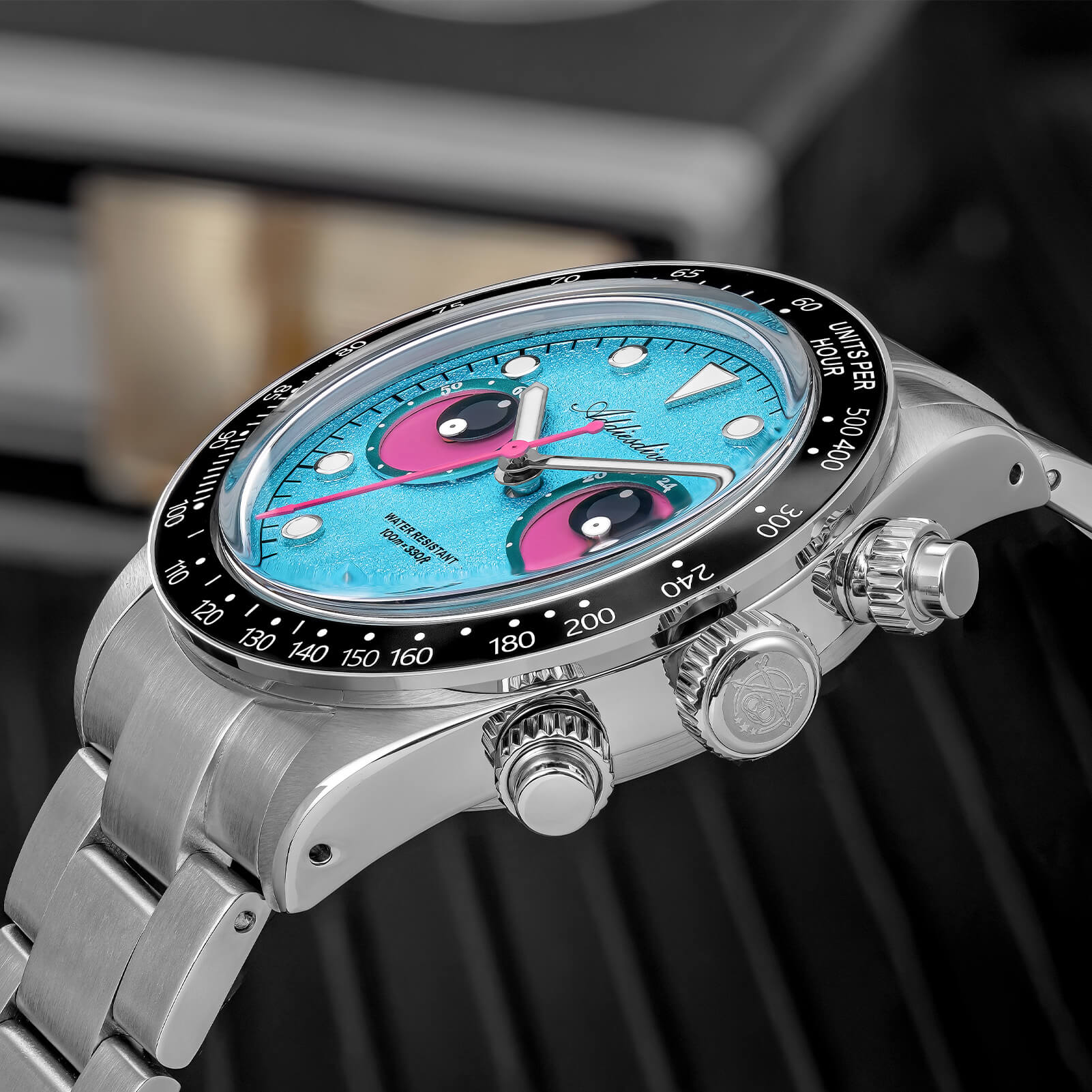 ADDIESDIVE 40mm VK64 Quartz Chronograph Eye Dial Watch AD2557