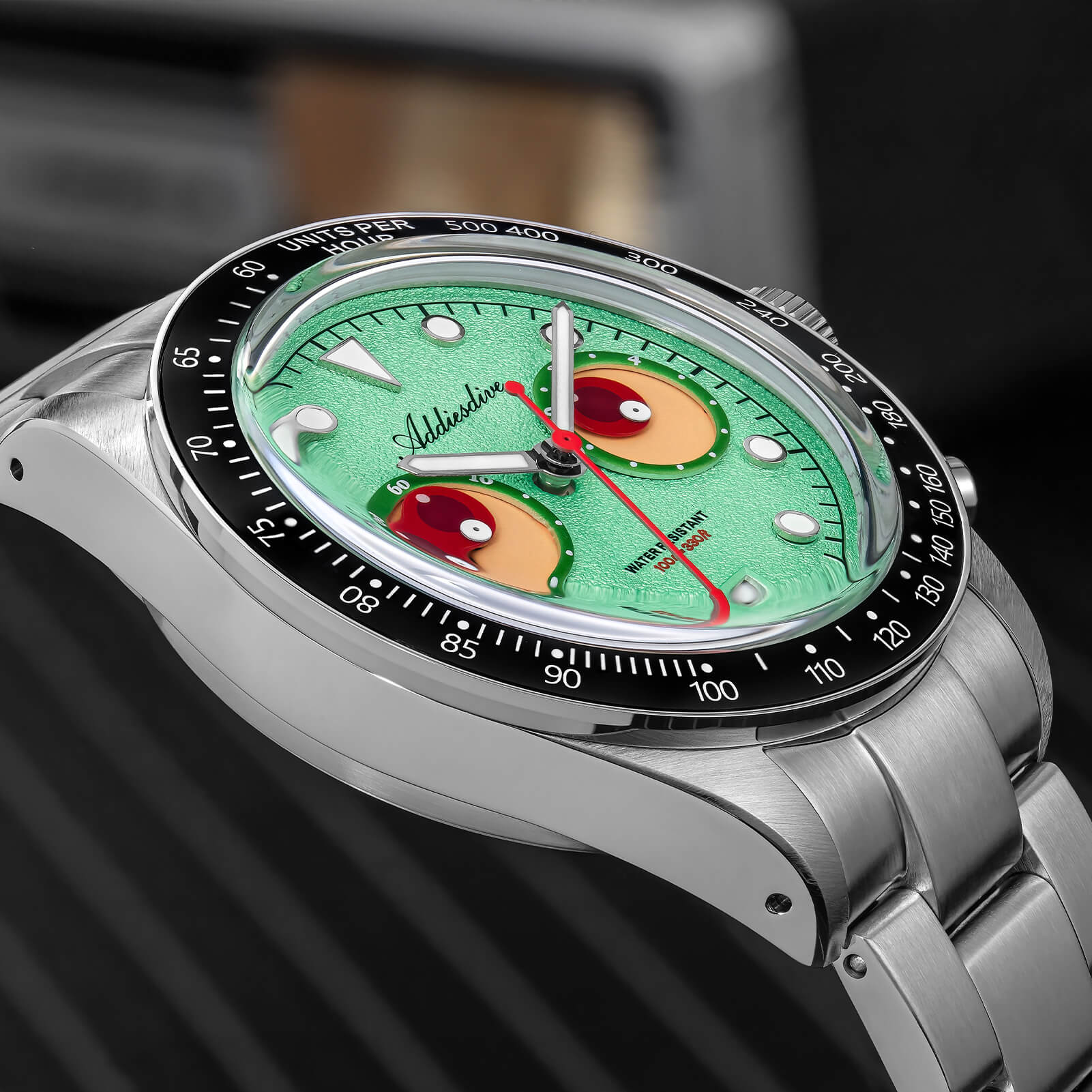 ADDIESDIVE 40mm VK64 Quartz Chronograph Eye Dial Watch AD2557