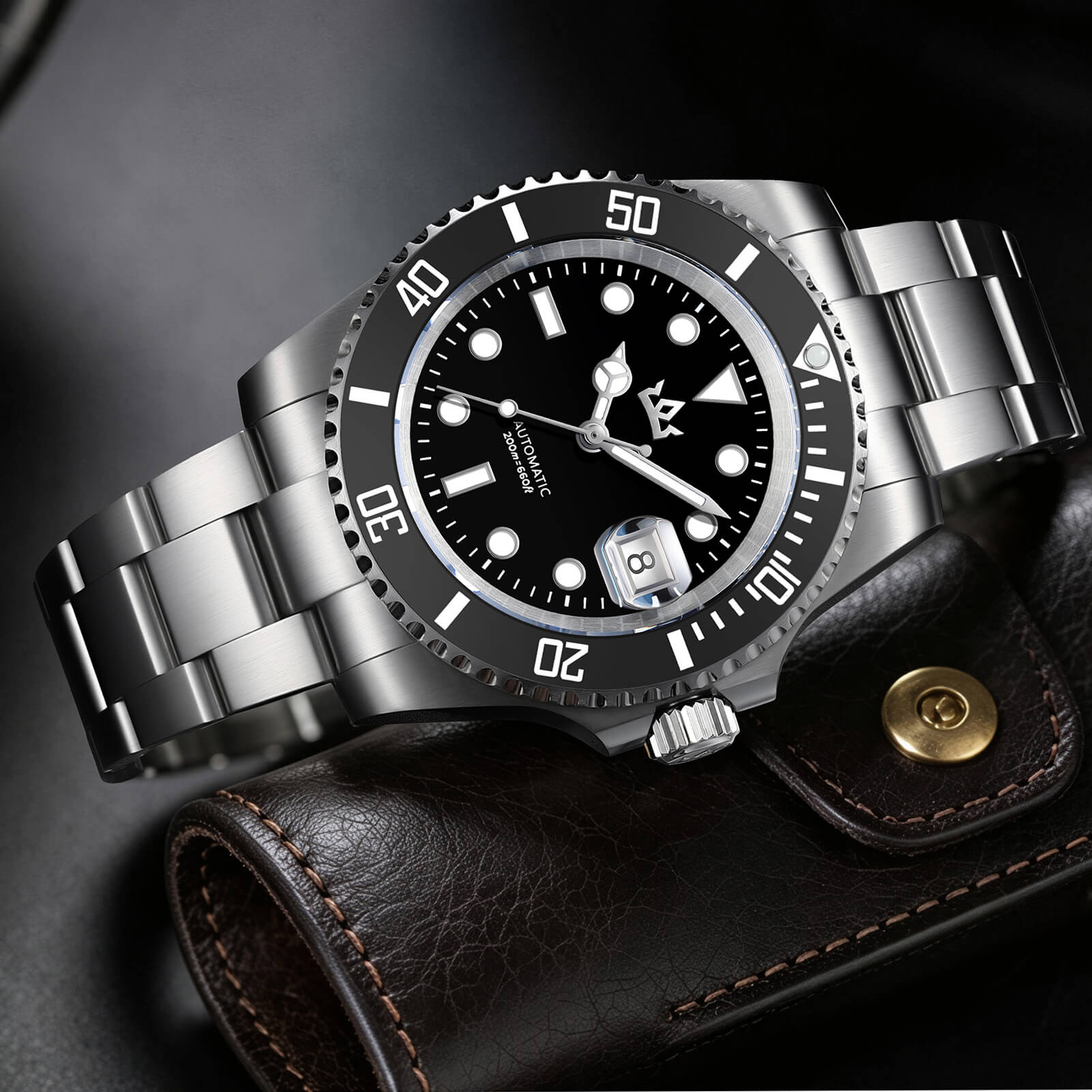 🔥Halloween Sale🔥AddiesKIN 40mm Sardonyx Stone Dial Ceramic Bezel ST2130 Luxury Automatic Dive Watch K012