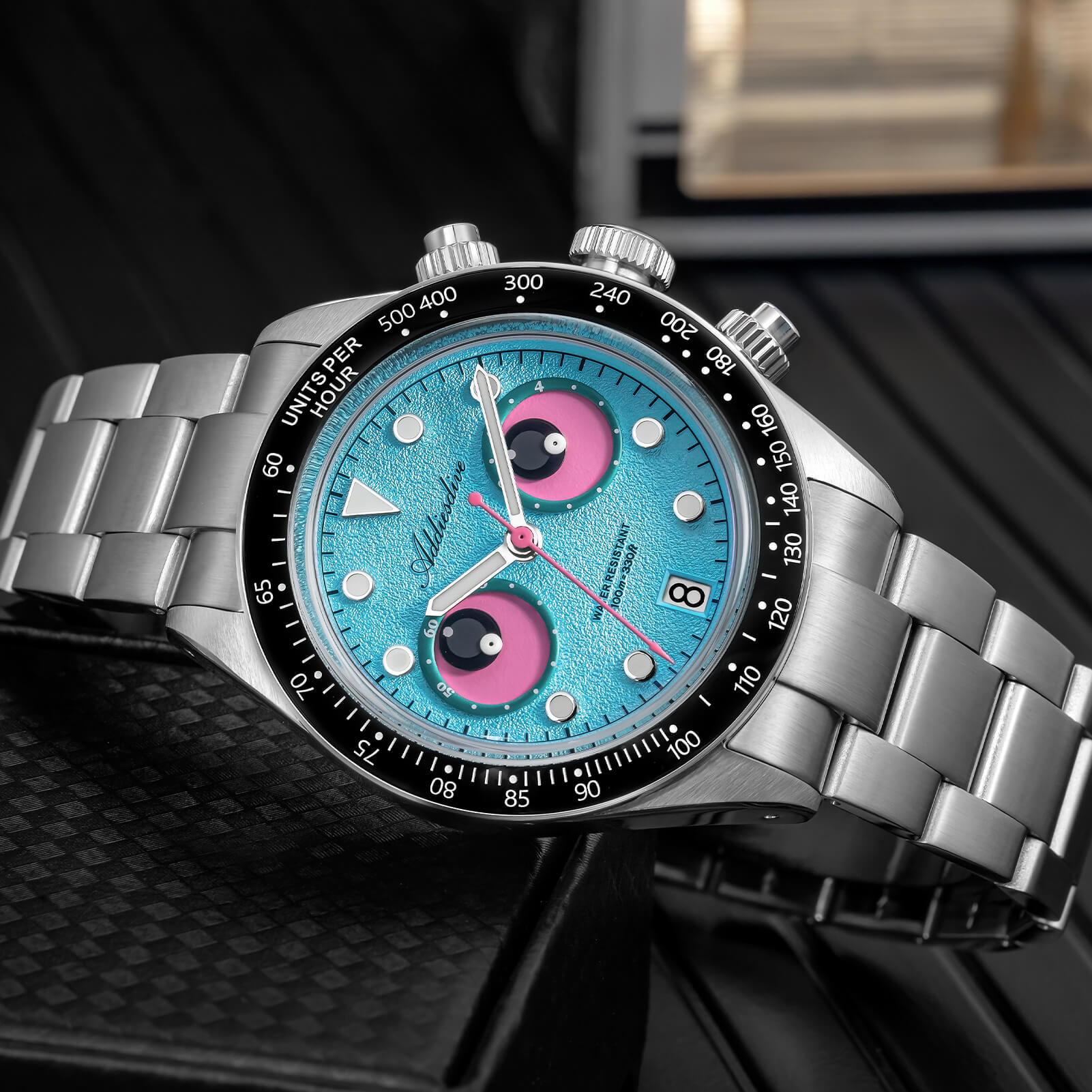 ADDIESDIVE 40mm VK64 Quartz Chronograph Eye Dial Watch AD2557