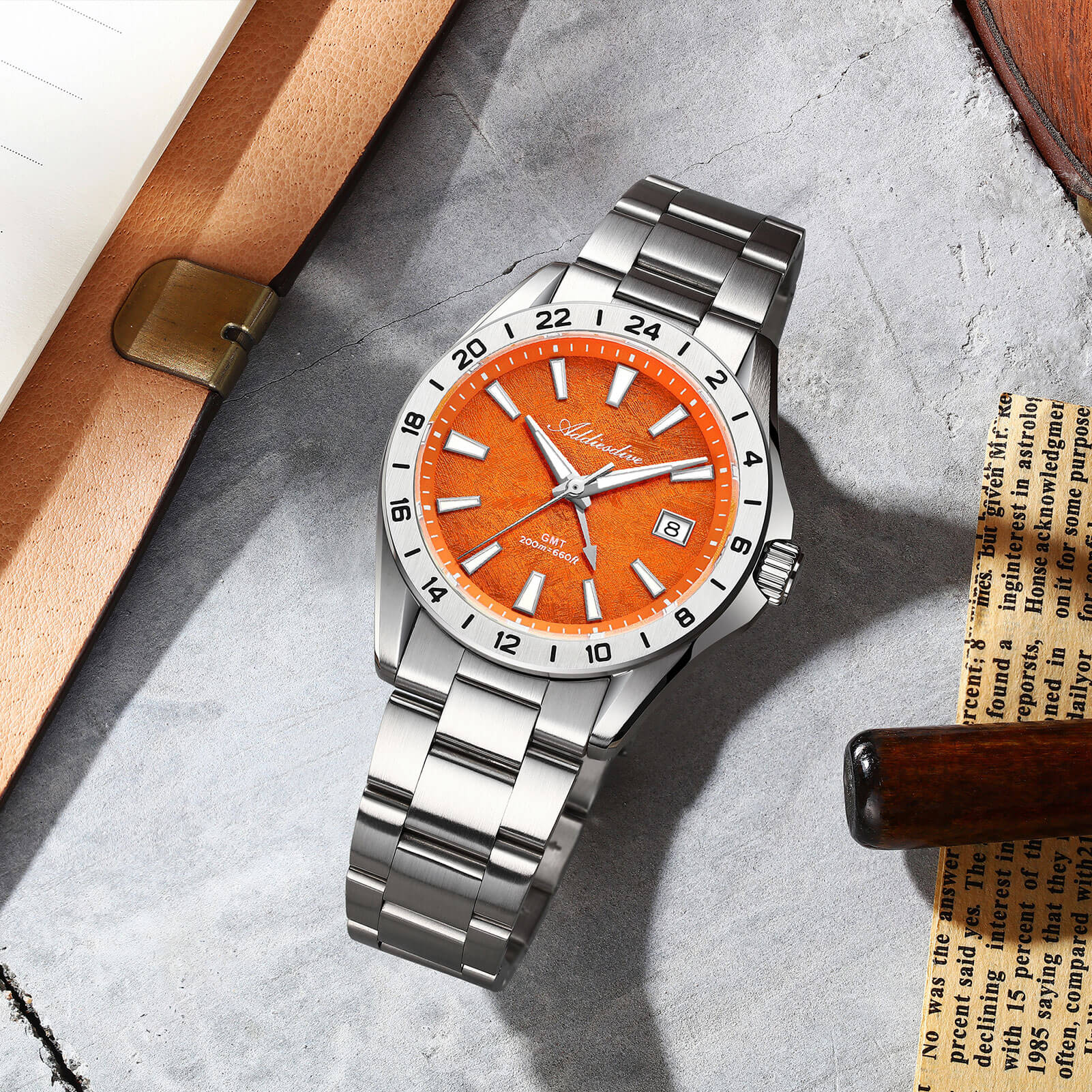 ADDIESDIVE 38mm GMT Quartz Watch RONDA515 Movement（AD2548）