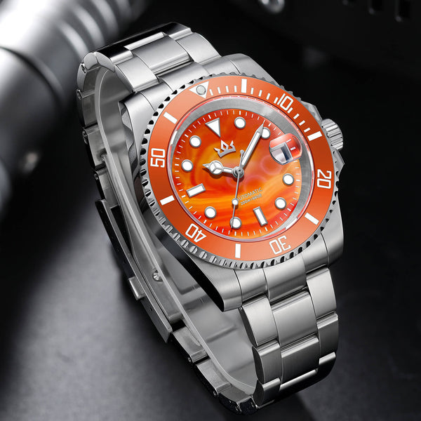 🔥Halloween Sale🔥AddiesKIN 40mm Sardonyx Stone Dial Ceramic Bezel ST2130 Luxury Automatic Dive Watch K012