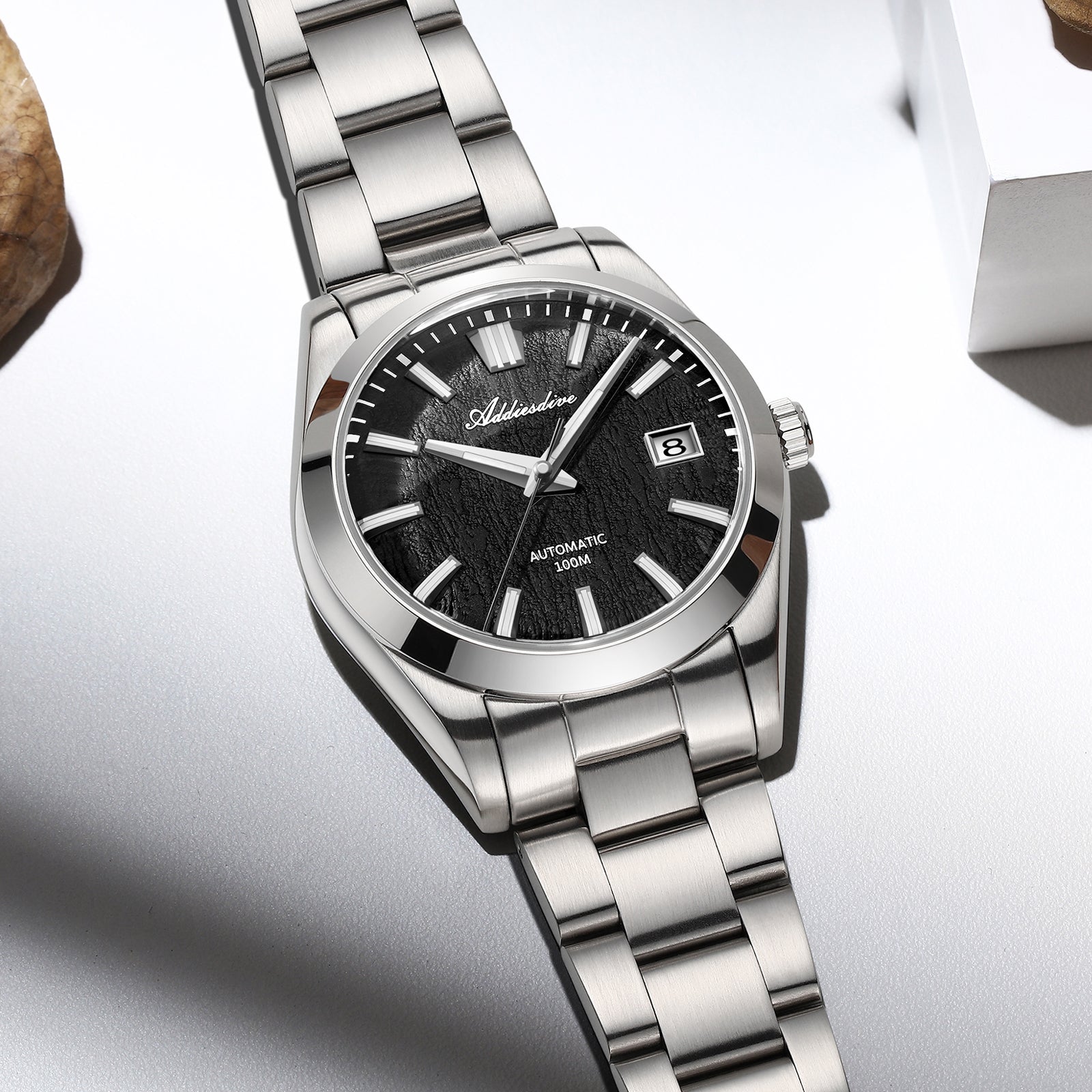 U.S. Warehouse -ADDIESDIVE 39mm 3D Bark Texture Dial NH35 Automatic Watch AD2075
